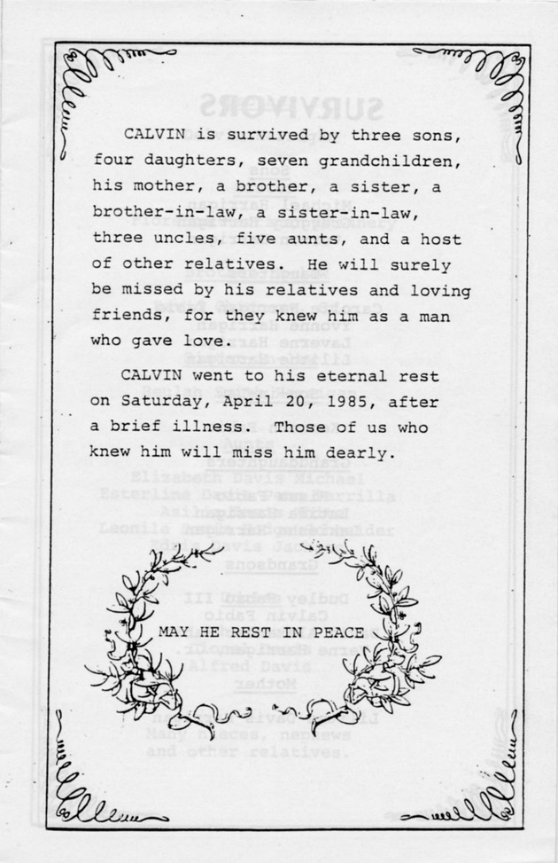 Funeral Booklet for Calvin Davis Harrigan - Page 4