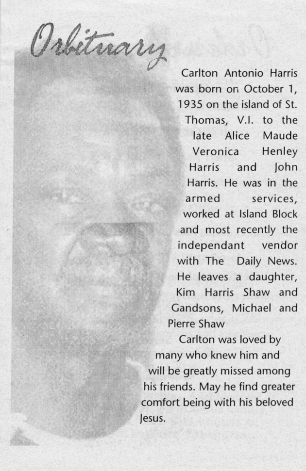 Funeral Booklet for Carlton A. Harris - Page 2