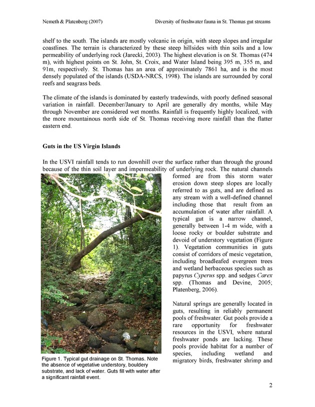 Diversity of freshwater fish and crustaceans of St. Thomas watersheds and its relationship to water quality as affected by residential and commercial development - Page 2