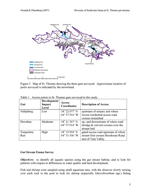 Diversity of freshwater fish and crustaceans of St. Thomas watersheds and its relationship to water quality as affected by residential and commercial development - Page 5