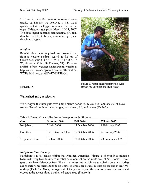 Diversity of freshwater fish and crustaceans of St. Thomas watersheds and its relationship to water quality as affected by residential and commercial development - Page 7