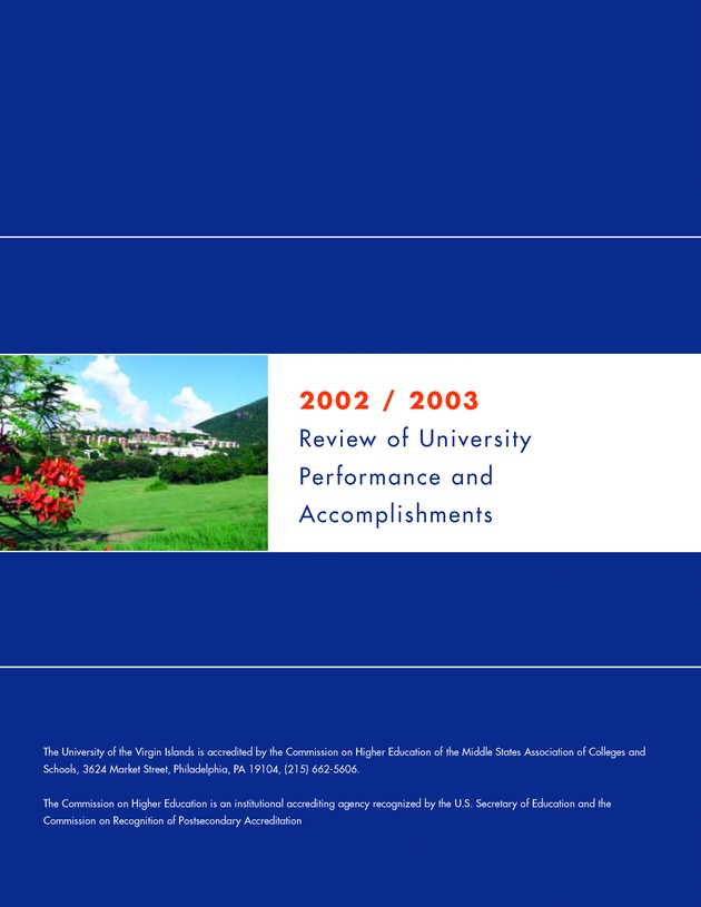 2002/2003 President's Report for the University of the Virgin Islands - Page 2