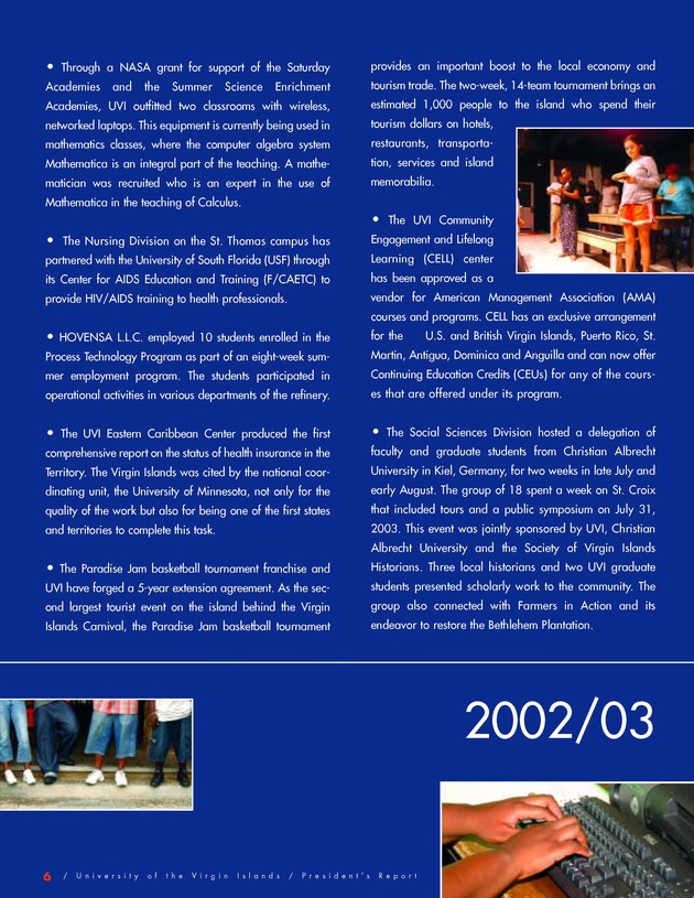 2002/2003 President's Report for the University of the Virgin Islands - Page 8