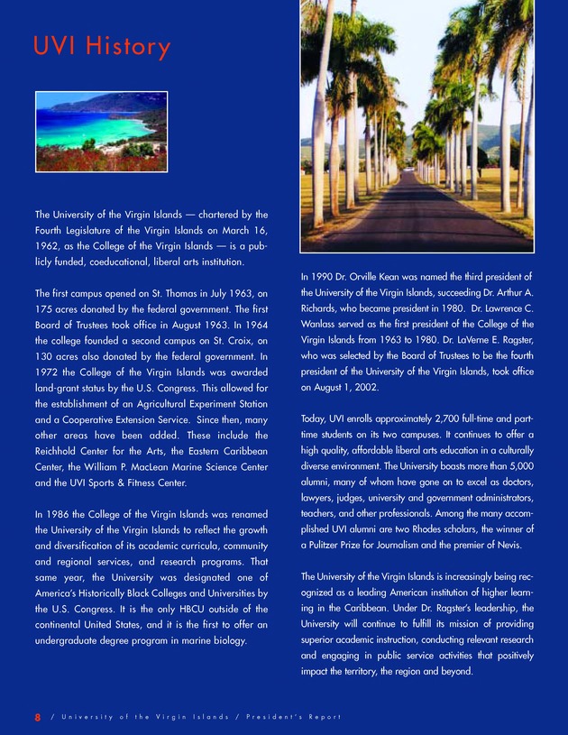 2002/2003 President's Report for the University of the Virgin Islands - Page 10