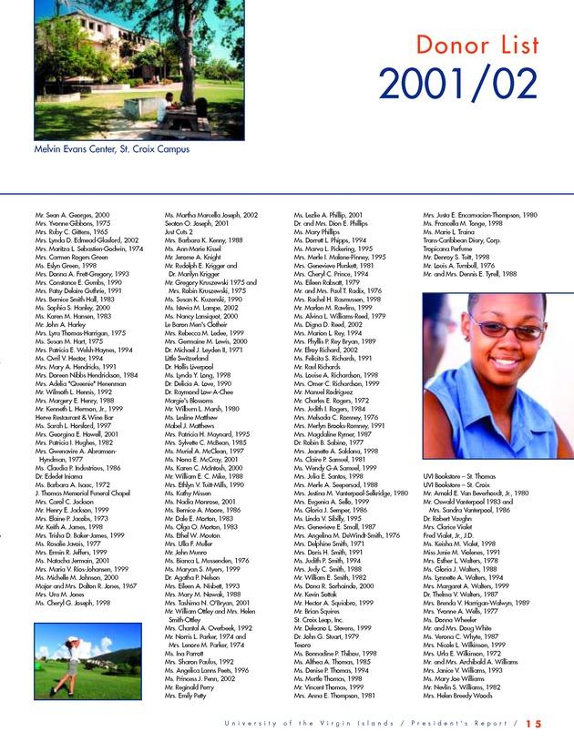 2002/2003 President's Report for the University of the Virgin Islands - Page 17