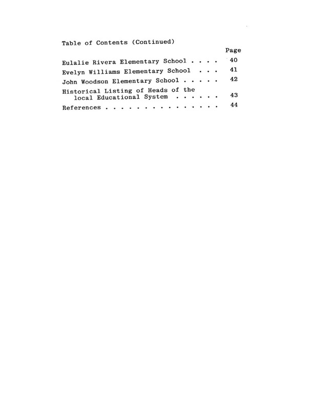 Brief Historical Notes on Schools of the Virgin Islands - Table of Contents 2