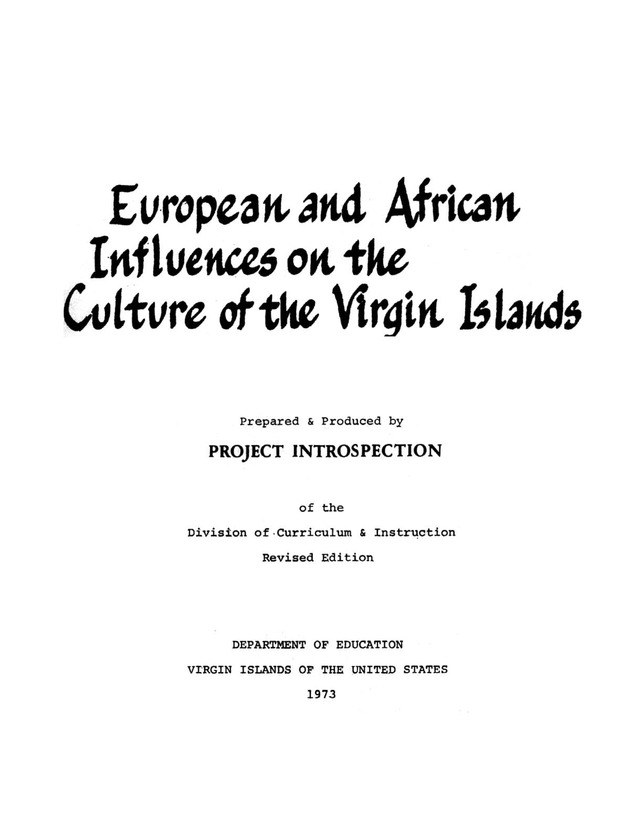 European and African Influences on the Culture of the Virgin Islands - Title Page 1