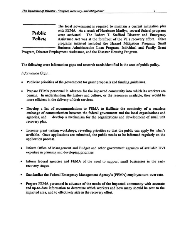 The Dynamics of Disaster: "Impact, Recovery, and Mitigation" - Page 7