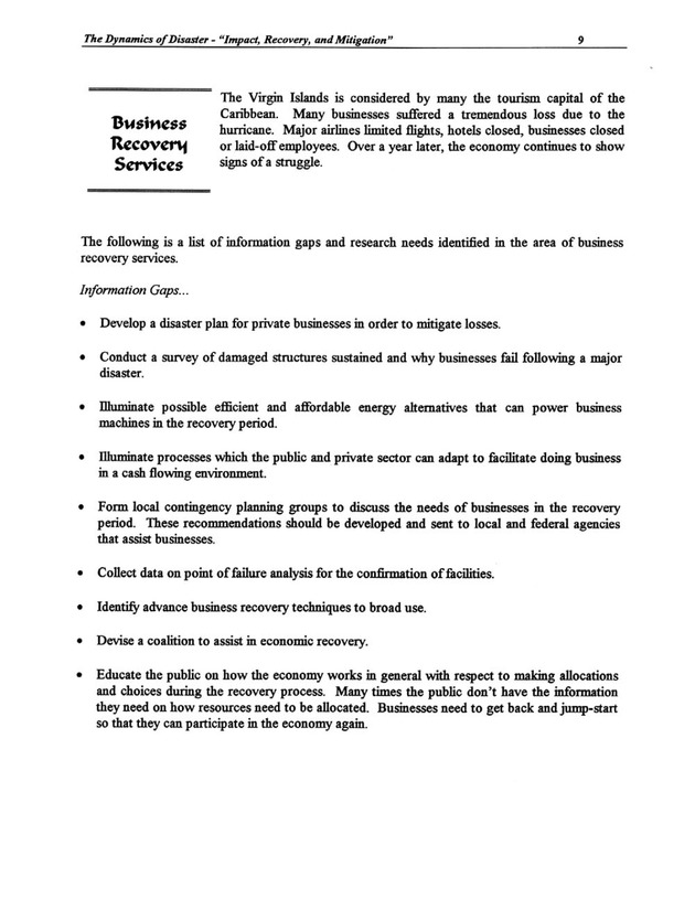 The Dynamics of Disaster: "Impact, Recovery, and Mitigation" - Page 9