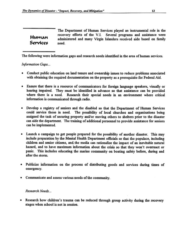 The Dynamics of Disaster: "Impact, Recovery, and Mitigation" - Page 13