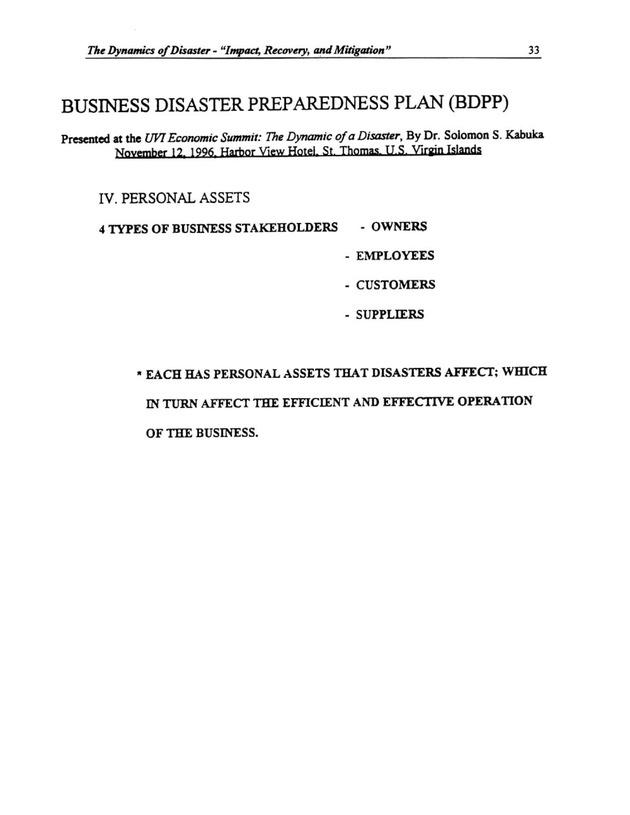 The Dynamics of Disaster: "Impact, Recovery, and Mitigation" - Page 33