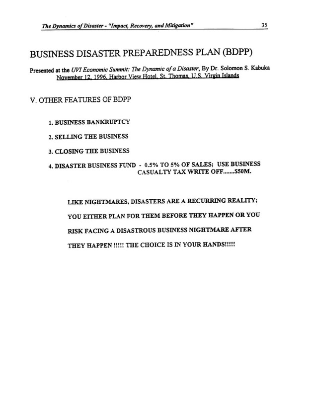 The Dynamics of Disaster: "Impact, Recovery, and Mitigation" - Page 35