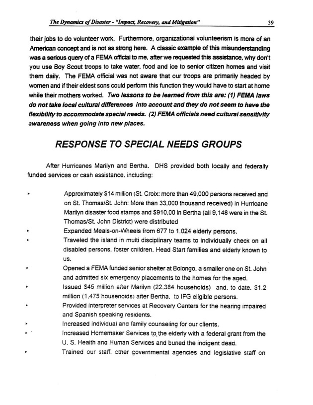 The Dynamics of Disaster: "Impact, Recovery, and Mitigation" - Page 39