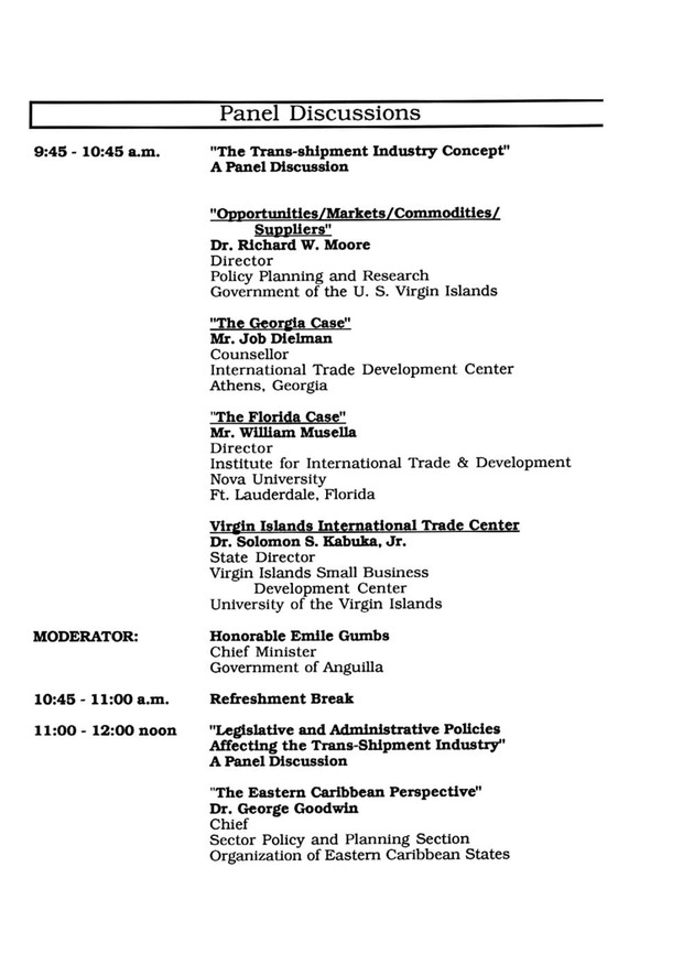 Developing a Transhipment Industry in the U. S. Virgin Islands for the Eastern Caribbean: 4th Annual Conference on International Trade and Investment - Page 10