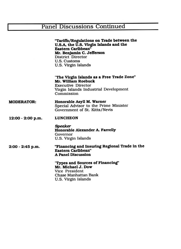 Developing a Transhipment Industry in the U. S. Virgin Islands for the Eastern Caribbean: 4th Annual Conference on International Trade and Investment - Page 11