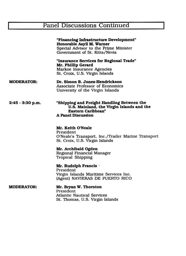 Developing a Transhipment Industry in the U. S. Virgin Islands for the Eastern Caribbean: 4th Annual Conference on International Trade and Investment - Page 12