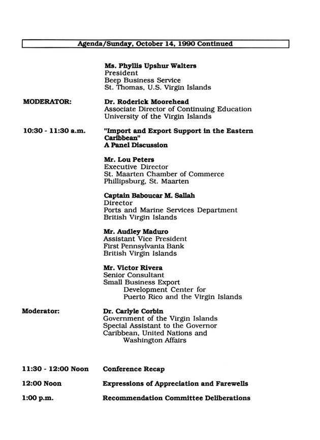 Developing a Transhipment Industry in the U. S. Virgin Islands for the Eastern Caribbean: 4th Annual Conference on International Trade and Investment - Page 15