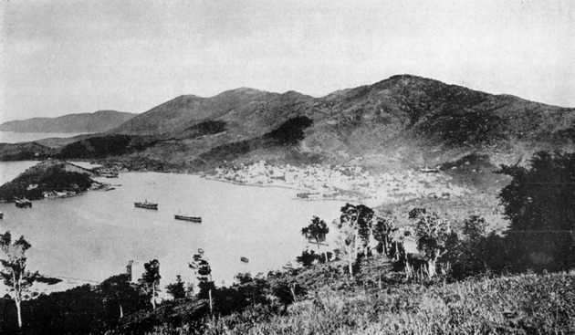 View of St. Thomas Harbor and Charlotte Amalia from Havensicht Hill (i.e., Havensight Hill)