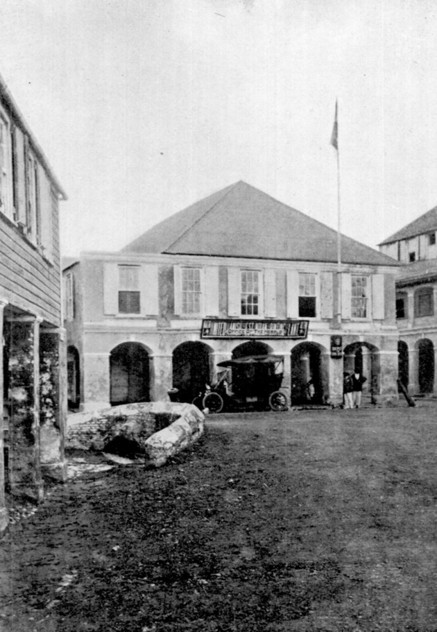 Danish marines from the Valkyrien [Danish naval vessel] marching through Frederiksted, St. Croix