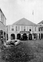 Danish marines from the Valkyrien [Danish naval vessel] marching through Frederiksted, St. Croix