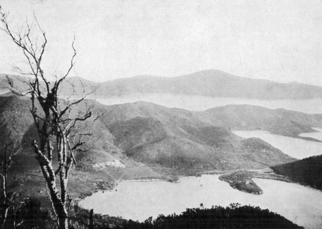 Coral Bay, from Bourdeaux Mountain, with Moravian settlement of Emmaus and, in the distance Tortola, British Virgin Islands