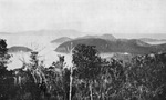 Bays on north coast of St. John, with Thatch Cay and Jost Van Dyke (V.I.) in the distance