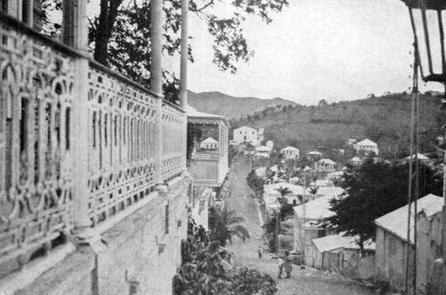 Street in front of Government House, Charlotte Amalia, St. Thomas, looking east from Government Hill towards Luchetti's Hill