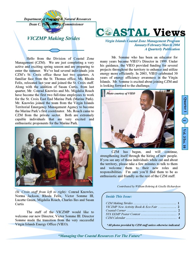 Coastal Views: Virgin Islands Coastal Zone Management Program - Page 1