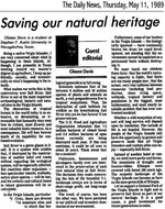 Saving our natural heritage (May 11, 1989)