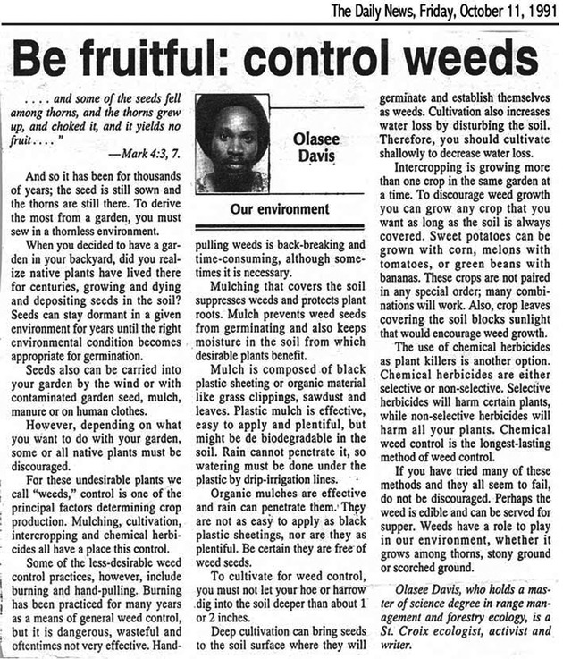 Be fruitful control weeds (October 11, 1991)