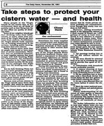 Take steps to protect your cistern water - and health (November 29, 1991)