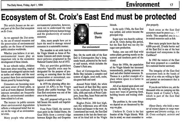 Ecosystem of St. Croix's East End must be protected