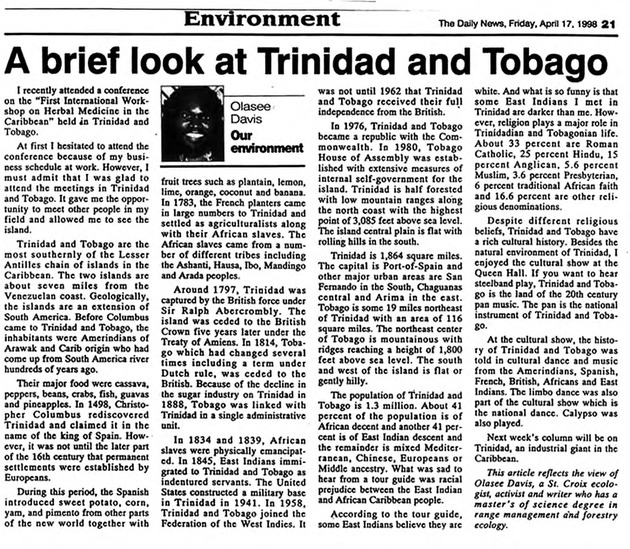 A brief look at Trinidad and Tobago