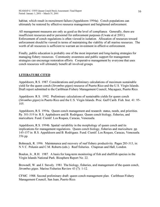 USVI queen conch stock assessment - Page 16