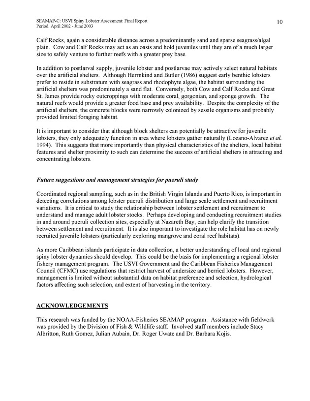 USVI Caribbean spiny lobster assessment - Page 10