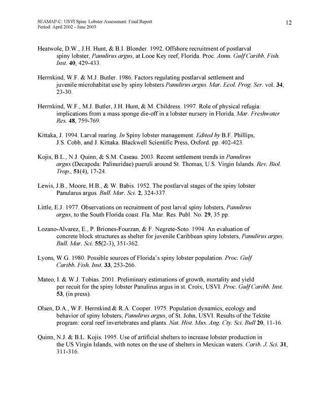 USVI Caribbean spiny lobster assessment - Page 12