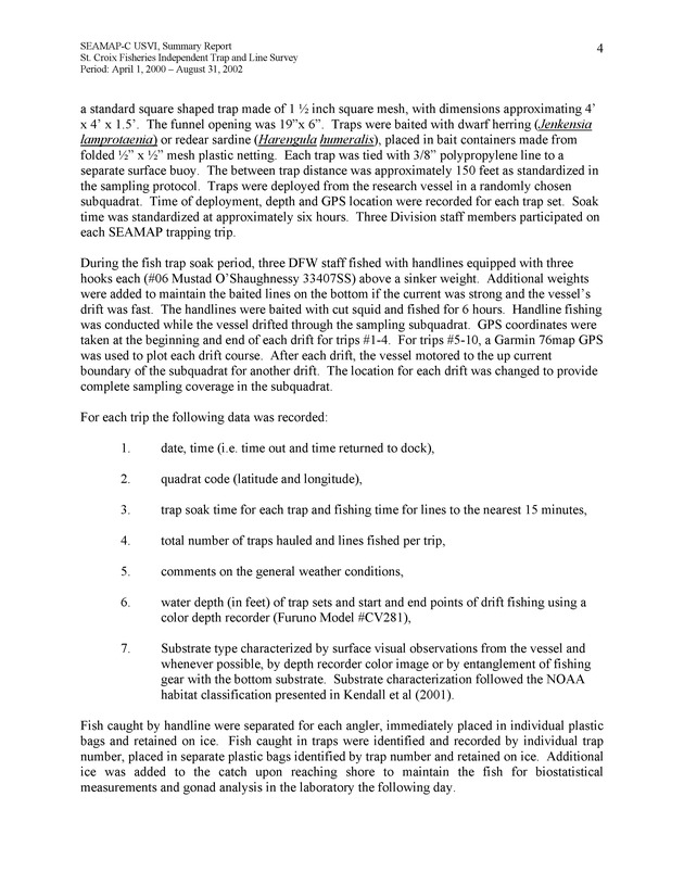 St. Croix Fisheries independent trap and line survey - Page 4