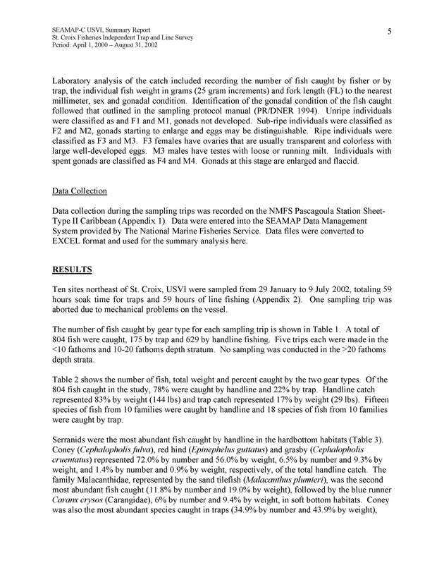 St. Croix Fisheries independent trap and line survey - Page 5