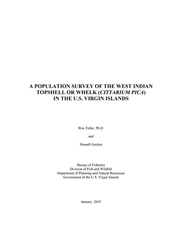 A population survey of the West Indian topshell of whelk (Cittarium pica) in the U.S. Virgin Islands - Page 1