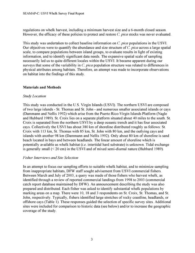 A population survey of the West Indian topshell of whelk (Cittarium pica) in the U.S. Virgin Islands - Page 3