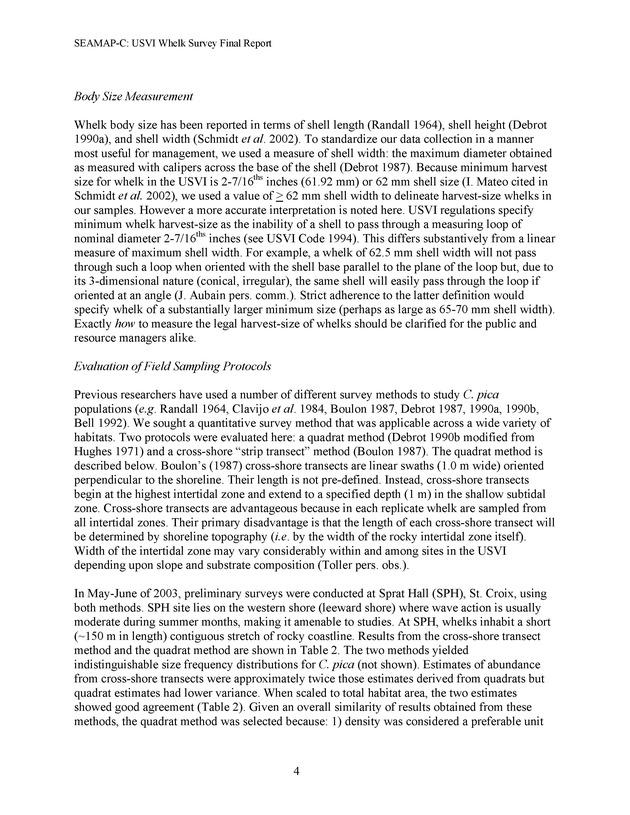 A population survey of the West Indian topshell of whelk (Cittarium pica) in the U.S. Virgin Islands - Page 4