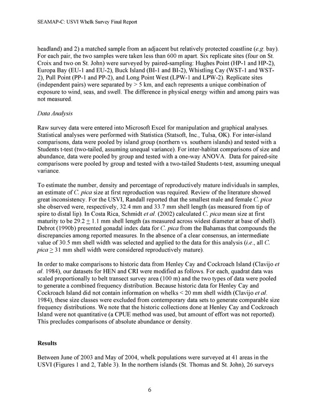 A population survey of the West Indian topshell of whelk (Cittarium pica) in the U.S. Virgin Islands - Page 6