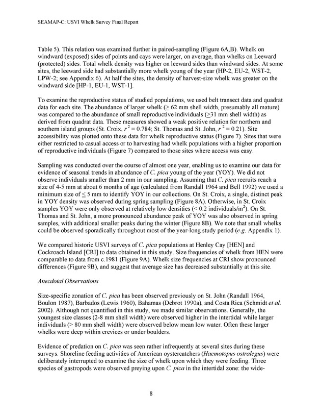 A population survey of the West Indian topshell of whelk (Cittarium pica) in the U.S. Virgin Islands - Page 8