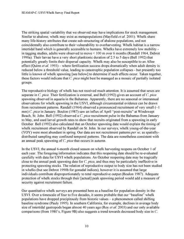 A population survey of the West Indian topshell of whelk (Cittarium pica) in the U.S. Virgin Islands - Page 10