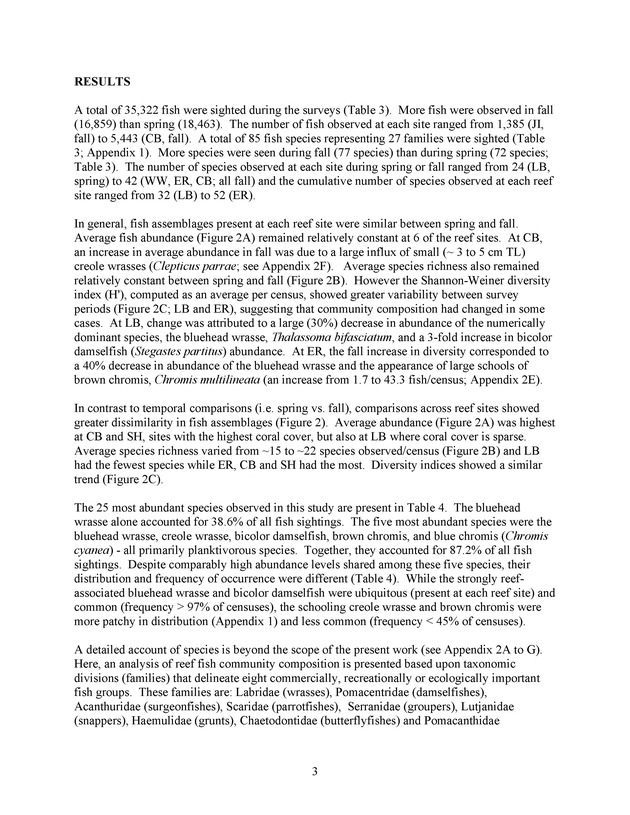 Quantitative estimates of species composition and abundance of fishes, and fish species/habitat associations in St. Croix, U.S. Virgin Islands - Page 3