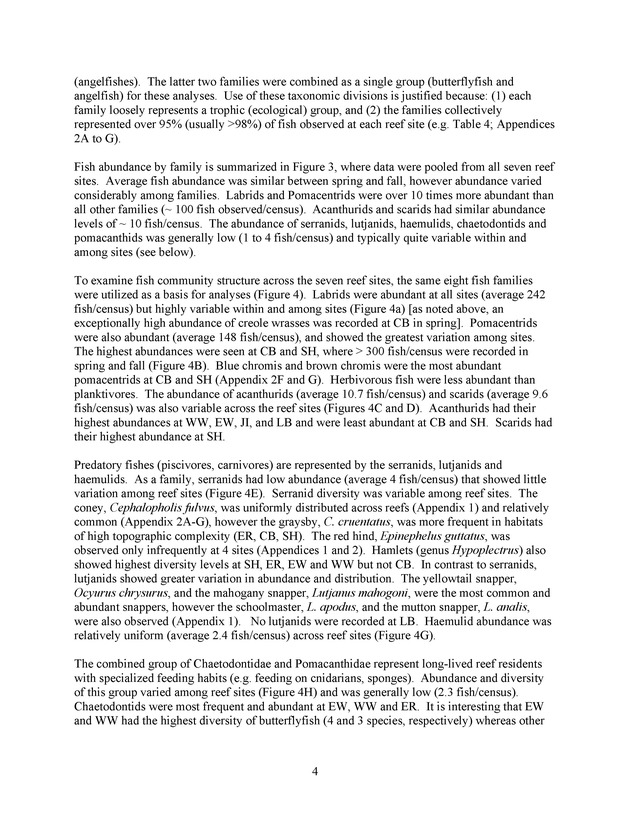 Quantitative estimates of species composition and abundance of fishes, and fish species/habitat associations in St. Croix, U.S. Virgin Islands - Page 4