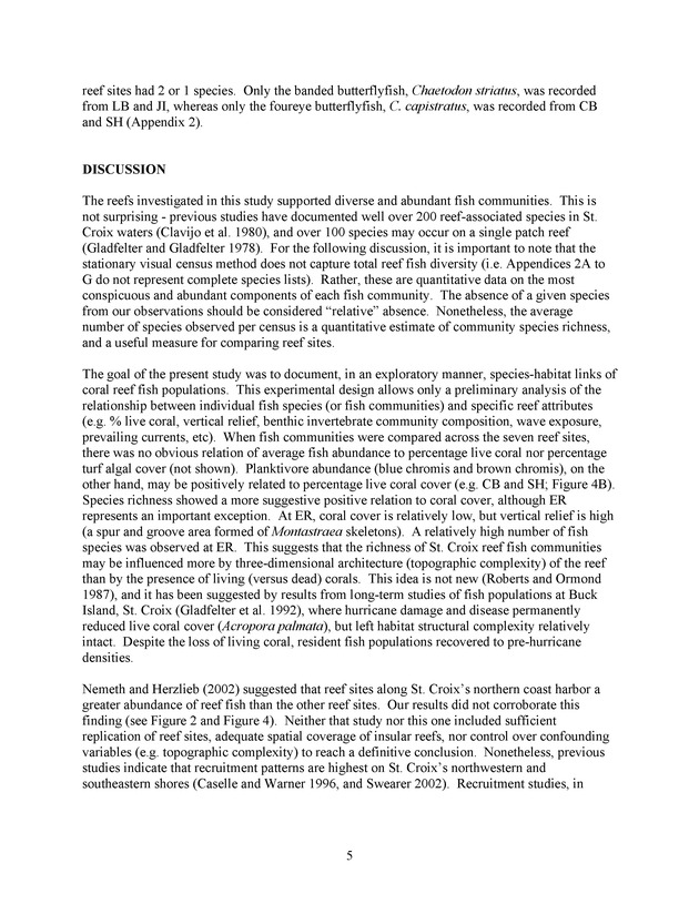 Quantitative estimates of species composition and abundance of fishes, and fish species/habitat associations in St. Croix, U.S. Virgin Islands - Page 5