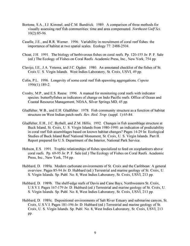 Quantitative estimates of species composition and abundance of fishes, and fish species/habitat associations in St. Croix, U.S. Virgin Islands - Page 9