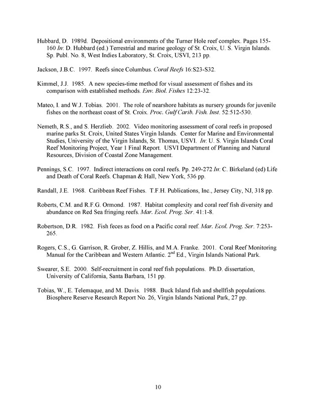 Quantitative estimates of species composition and abundance of fishes, and fish species/habitat associations in St. Croix, U.S. Virgin Islands - Page 10