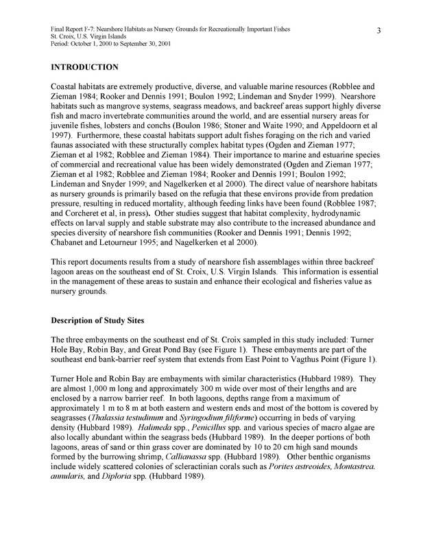 Nearshore habitats as nursery grounds for recreationally important fishes, St. Croix, U.S. Virgin Islands - Page 3